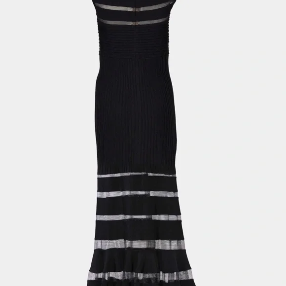 Tadashi Shoji Black Pintuck Jersey Sleeveless Gown XS
